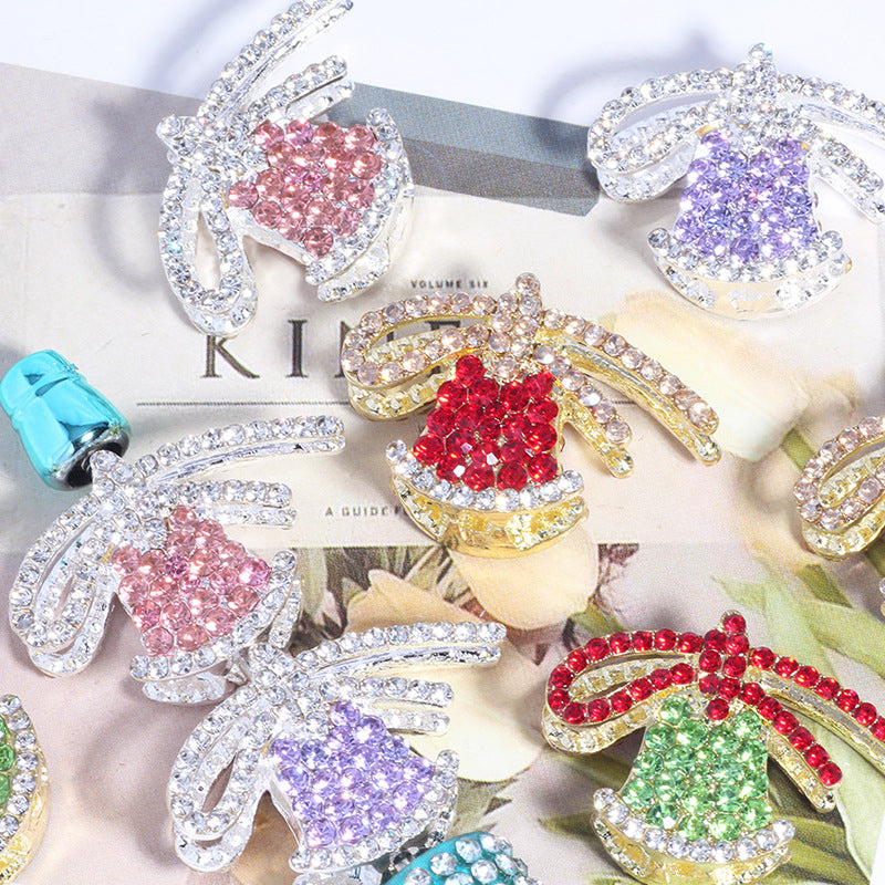 Wholesale 5pcs/pack Alloy Christmas bell Jingle Bell can wear straight hole beads DIY mobile phone chain key chain bag chain accessories